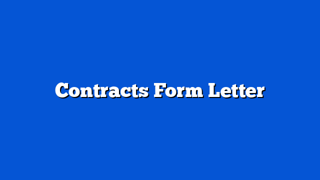 Contracts Form Letter
