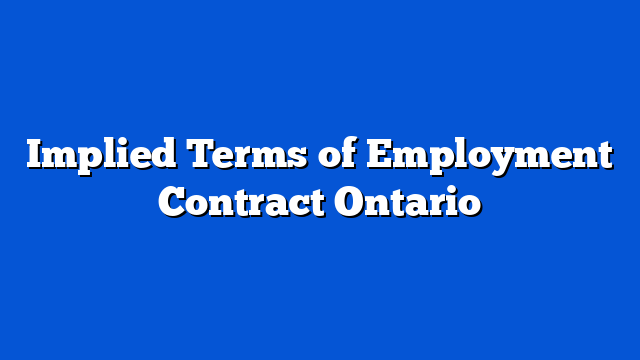 Implied Terms of Employment Contract Ontario
